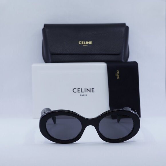 Celine CL40194U 01A Oval Sunglasses - Black/Smoke - Picture 3 of 14
